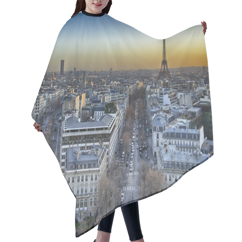 Personality  Aerial View Of Paris With Eiffel Tower Hair Cutting Cape