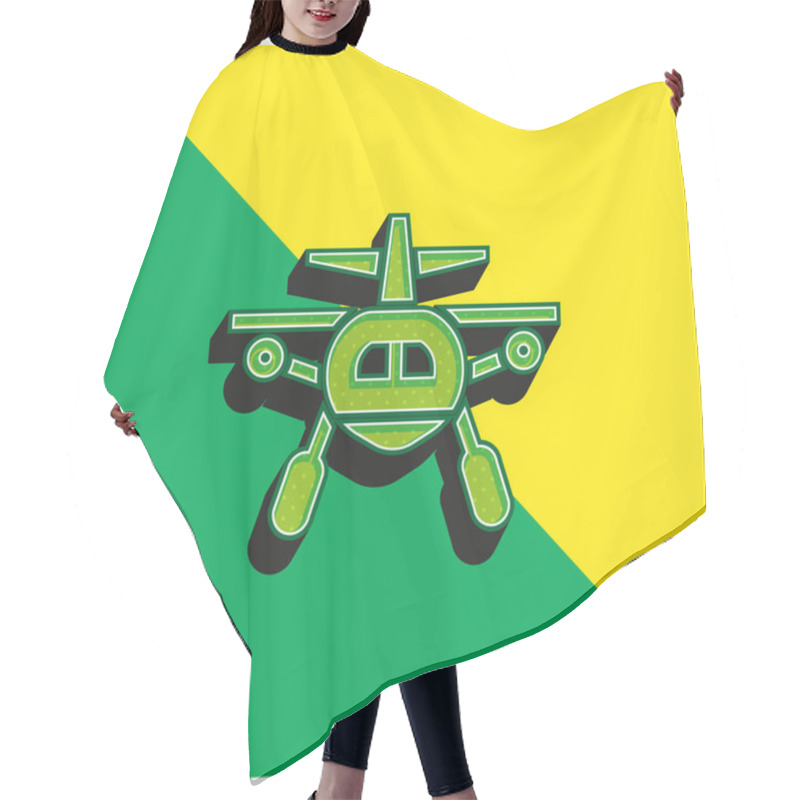 Personality  Aircraft Green And Yellow Modern 3d Vector Icon Logo Hair Cutting Cape