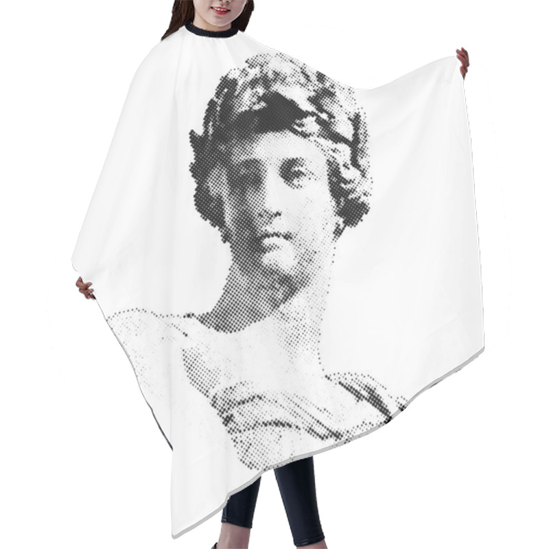 Personality  Vector Halftone Sculpture Of Woman Bust Hair Cutting Cape