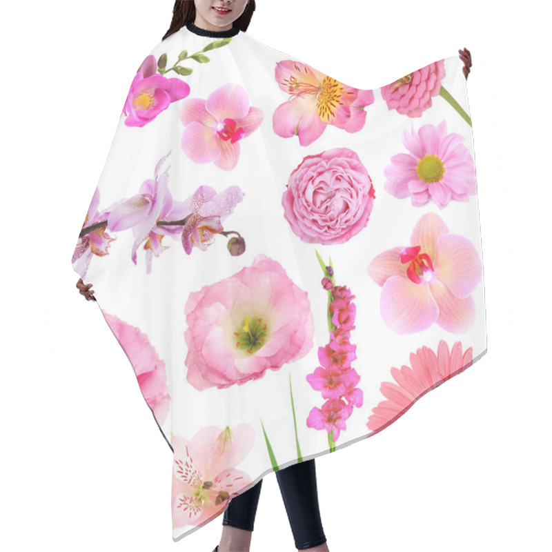 Personality  Collage Of Beautiful Pink Flowers Hair Cutting Cape