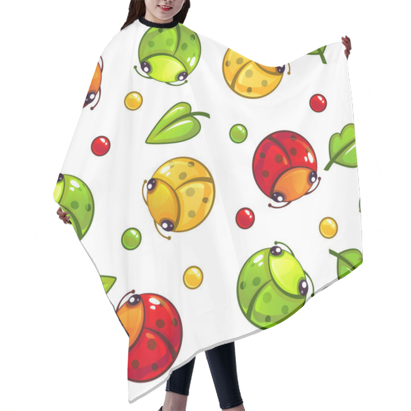 Personality  Cute Seamless Pattern With Funny Bugs And Leaves Hair Cutting Cape