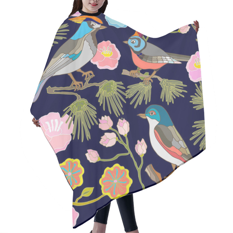 Personality  Japanese Garden. Seamless Oriental Pattern With Victorian Motifs.  Hair Cutting Cape