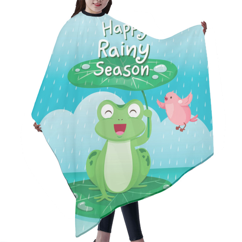 Personality  Frog Under Lotus Leaf For Protect In The Rain, Bird Flying Around, Monsoon, Rainy Day, Season, Raindrop, Animal, Relationship Hair Cutting Cape