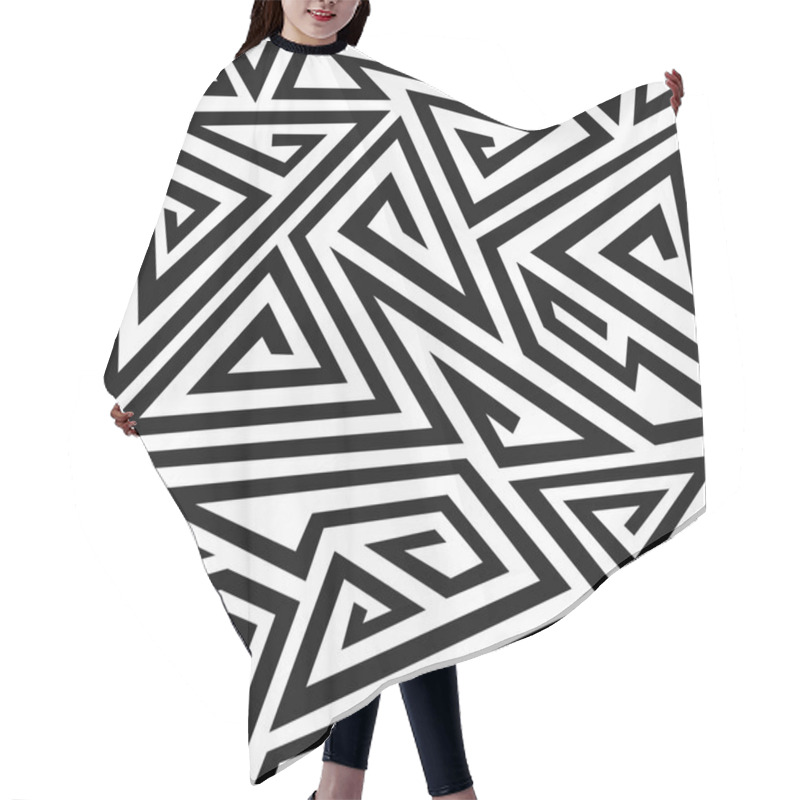 Personality   Monochrome Spiral Triangle Seamless Pattern Hair Cutting Cape