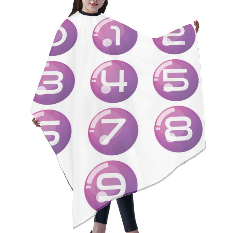 Personality  Vector Of Number Zero To Nine With Realistic 3d Balls, Set Of Number. Hair Cutting Cape