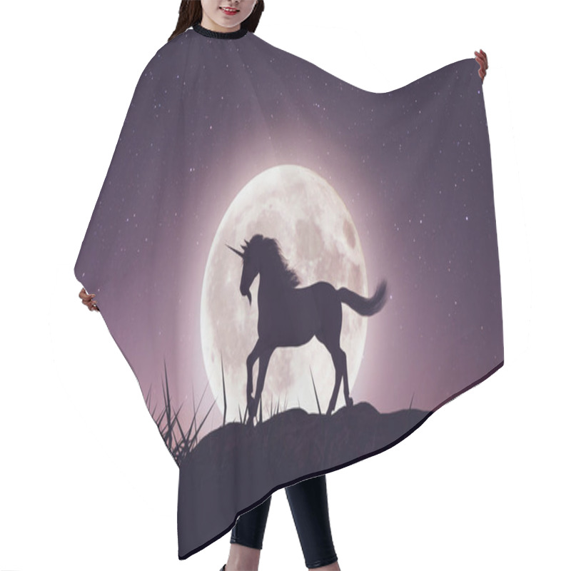 Personality  Unicorn With The Moonlight,3d Rendering Hair Cutting Cape