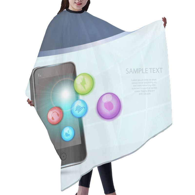 Personality  Smartphone And Social Media Icons Hair Cutting Cape