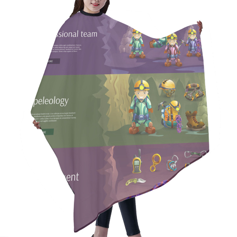 Personality  Speleology Interactive 3d Banners Set Hair Cutting Cape