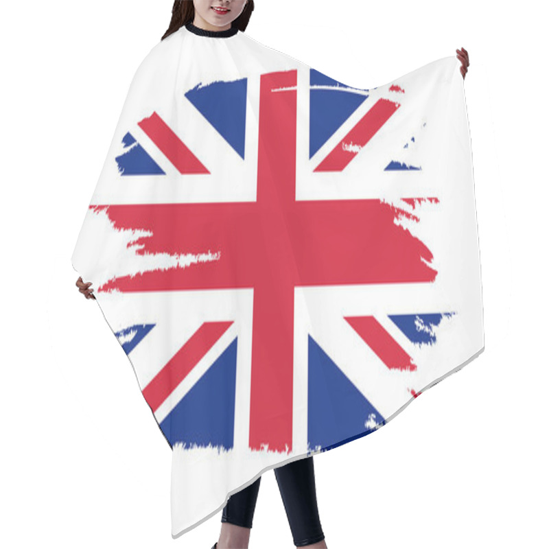 Personality  United Kingdom Flag. Brush Painted UK Flag. Hand Drawn Style Illustration With A Grunge Effect And Watercolor. United Kingdom Flag With Grunge Texture. Hair Cutting Cape