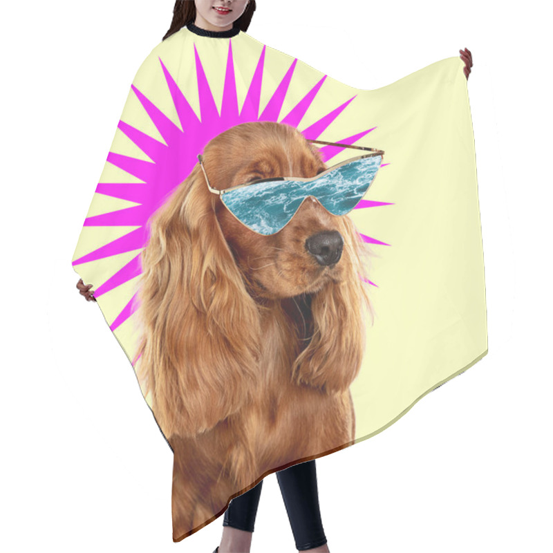 Personality  Modern Design, Contemporary Art Collage With Cute Doggies Hair Cutting Cape