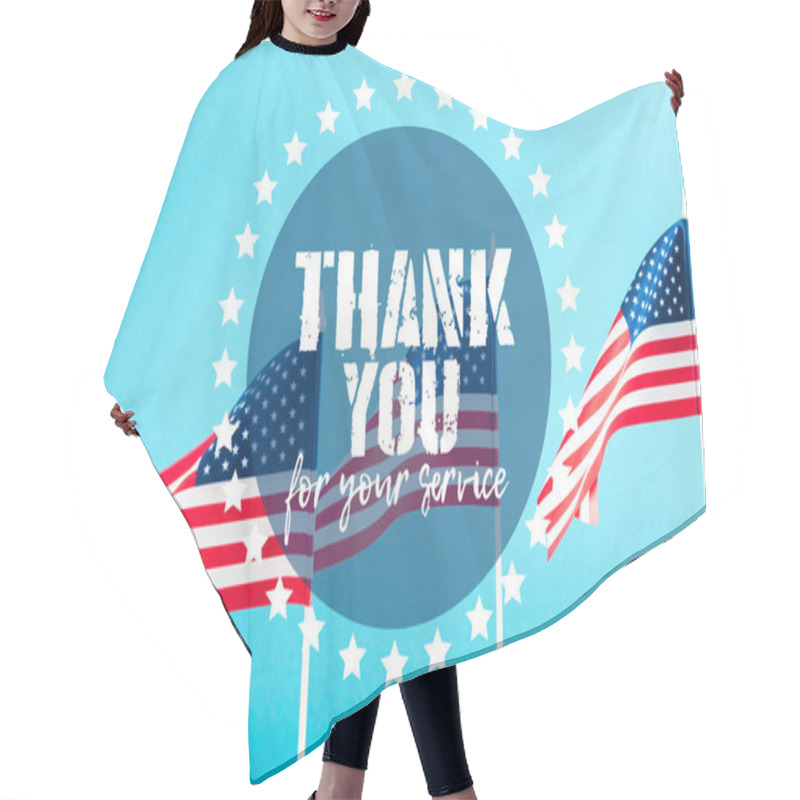 Personality  American Flags With Thank You For Your Service Lettering On Blue Hair Cutting Cape