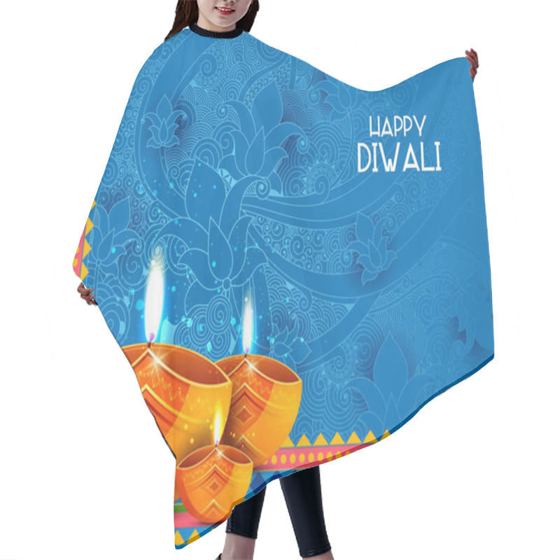 Personality  Illustration Of Decorated Diya For Happy Diwali Holiday Background Hair Cutting Cape