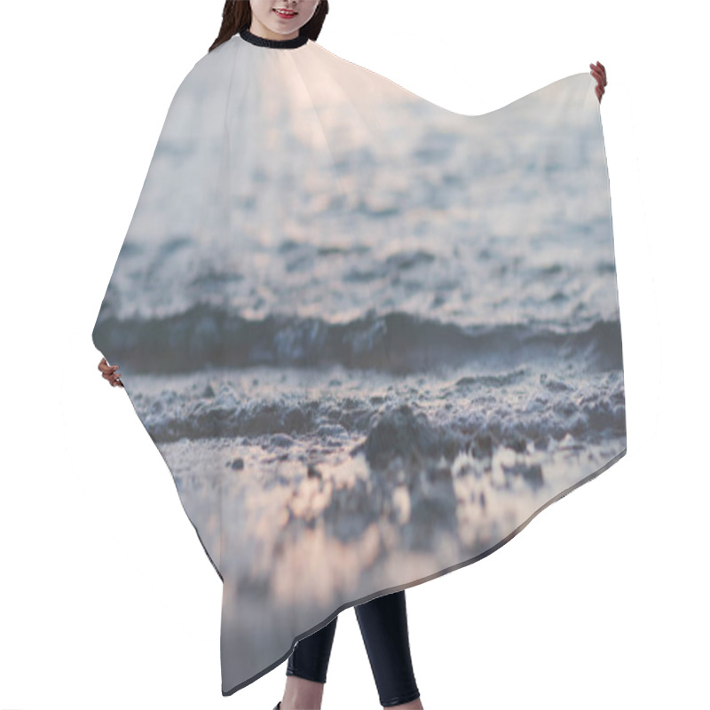 Personality  Sea Waves Over Sand Beach At Sunset Time Hair Cutting Cape