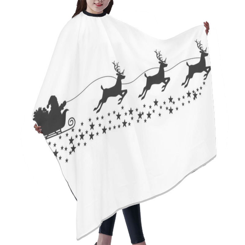 Personality  Silhouette Of Santa Claus On A Reindeer Sleigh. Isolate On White Background. Vector Illustration Eps Hair Cutting Cape