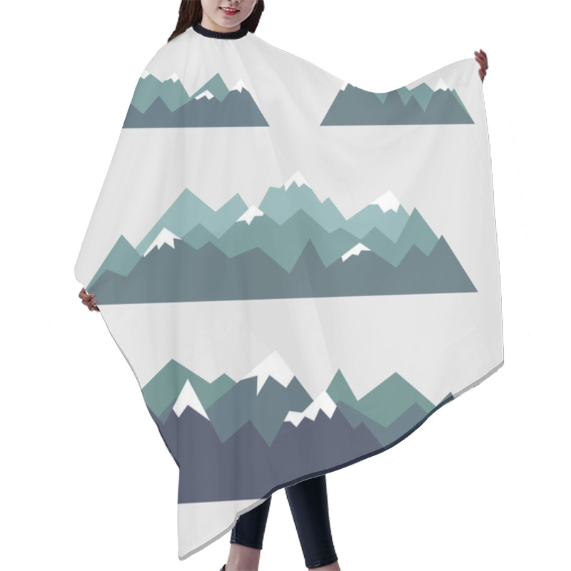 Personality  Triangle Mountains Ridges With Snowy Tops. Vector Illustration. Hair Cutting Cape