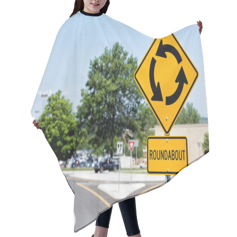 Personality  Sign For Roundabout Intersection In Suburbs Hair Cutting Cape