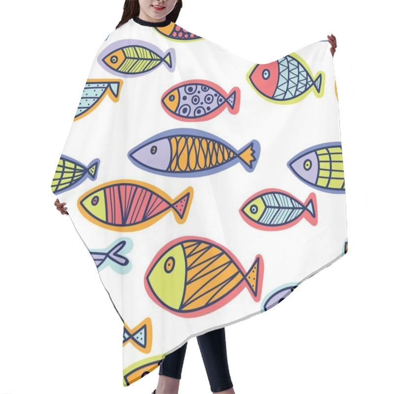 Personality  Cute Fish.  Kids Background. Seamless Pattern. Hair Cutting Cape