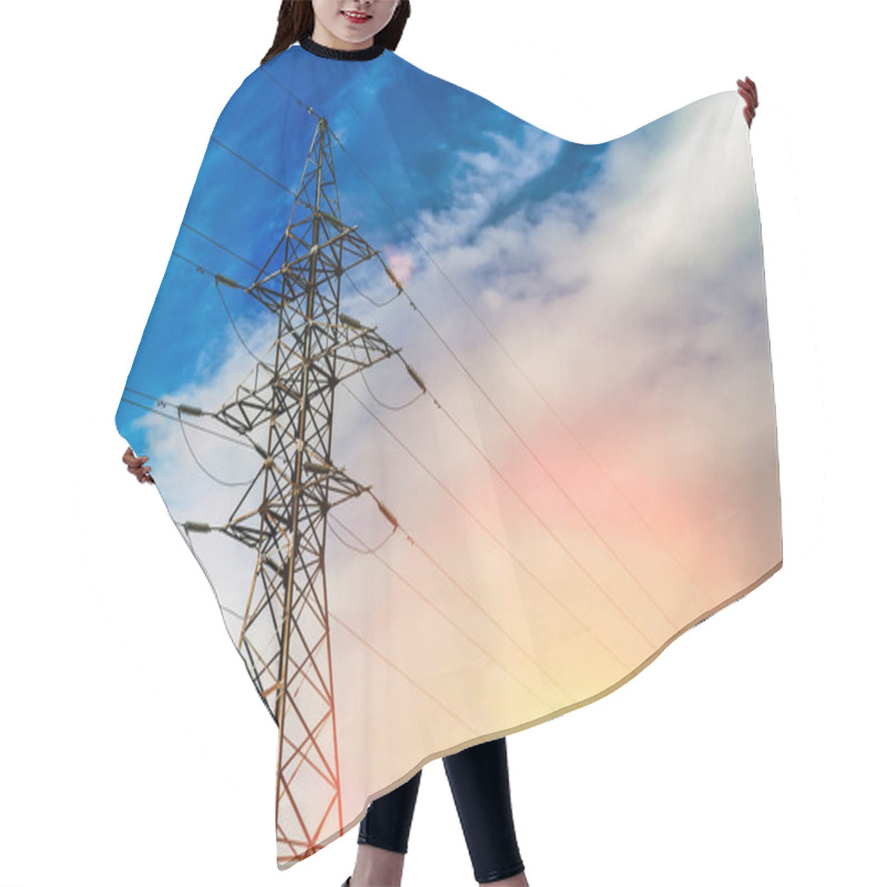 Personality  Power Transmission Line Sunset Landscape, Nice Background For Pr Hair Cutting Cape