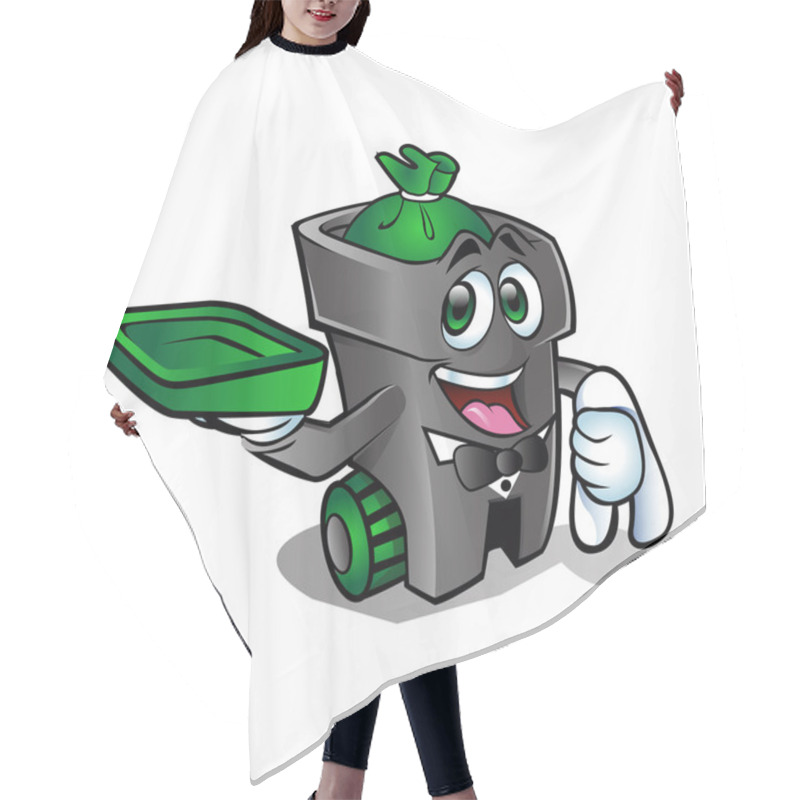 Personality  Vector Illustration Of A Cartoon Trash Can. Hair Cutting Cape