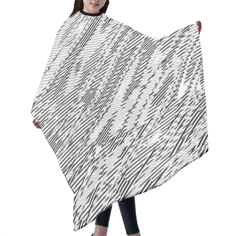 Personality  Halftone Engraving Grunge Line Art Hair Cutting Cape