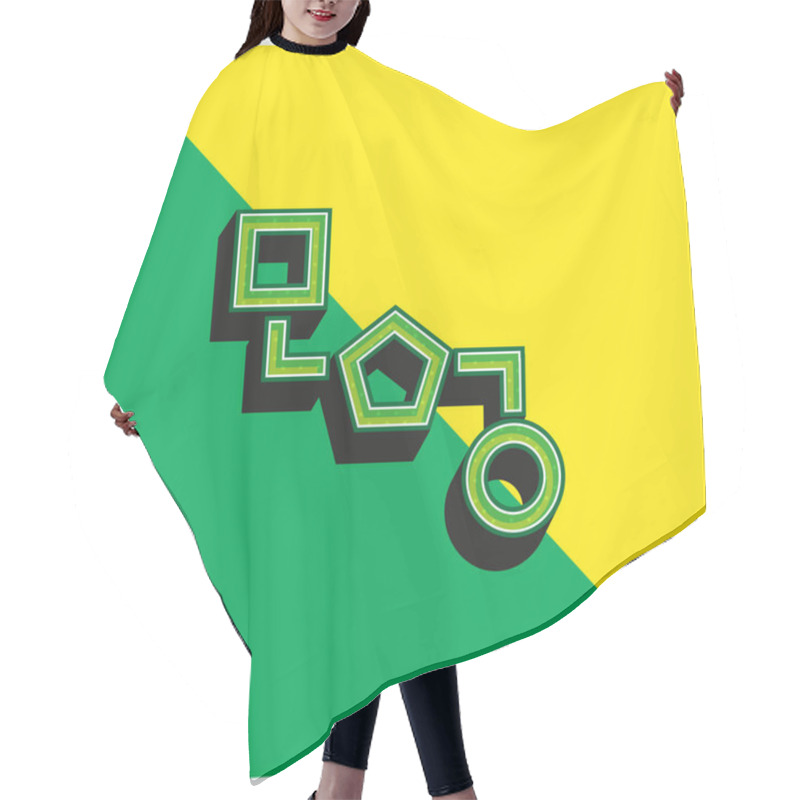 Personality  Blocks Scheme Of Three Shapes Green And Yellow Modern 3d Vector Icon Logo Hair Cutting Cape