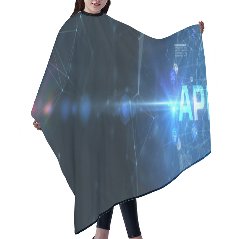 Personality  API - Application Programming Interface. Software Development Tool. Business, Modern Technology, Internet And Networking Concept. 3D Illustration. Hair Cutting Cape