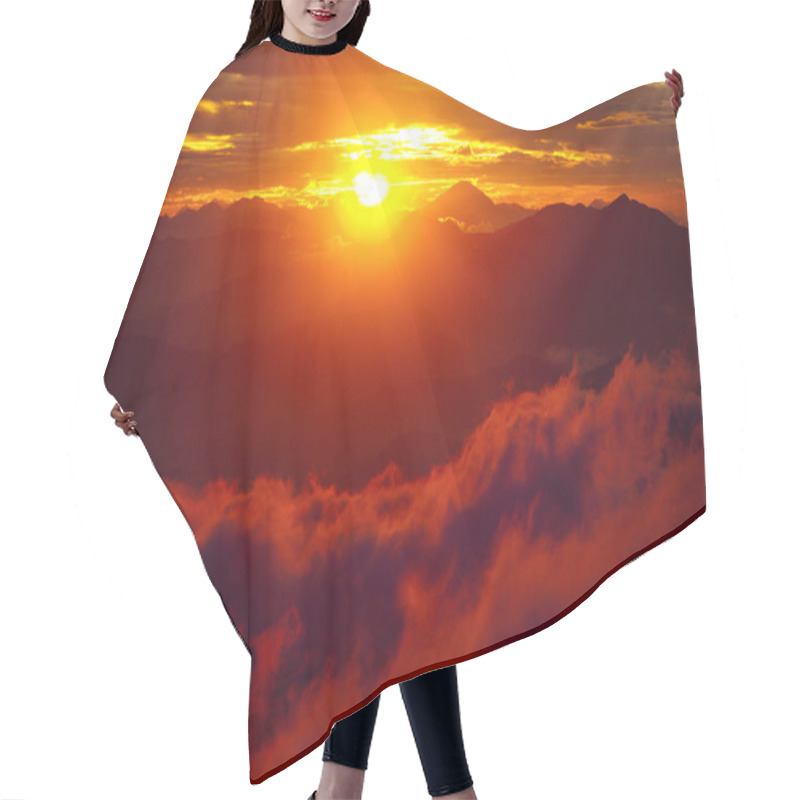 Personality  Red Sunset Himalayas Mountain Nepal Hair Cutting Cape