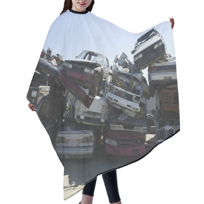 Personality  Stacked Cars In Junkyard Hair Cutting Cape