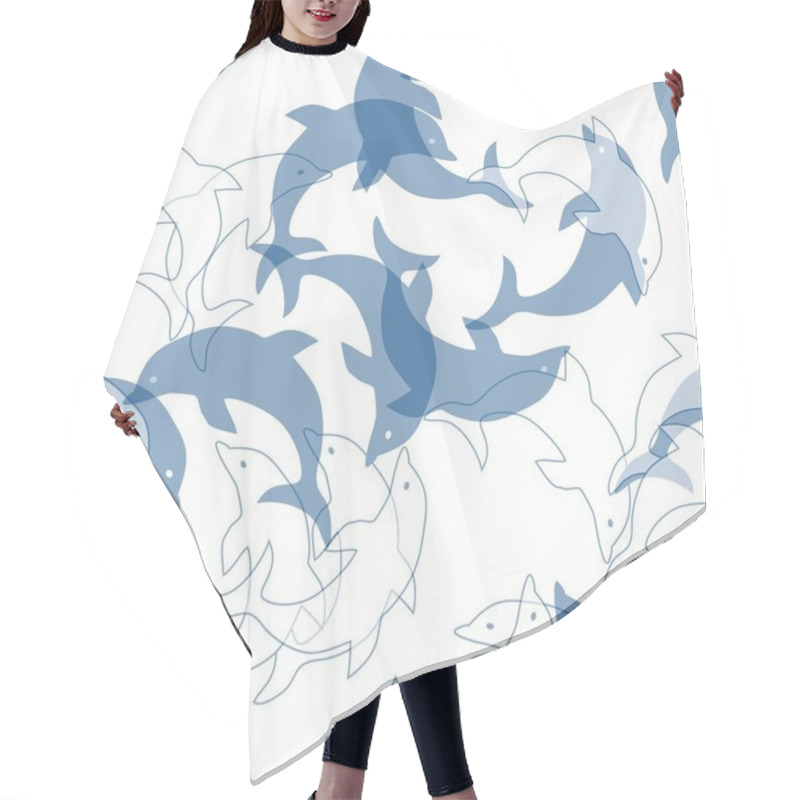 Personality  Seamless Dolphin Pattern Hair Cutting Cape