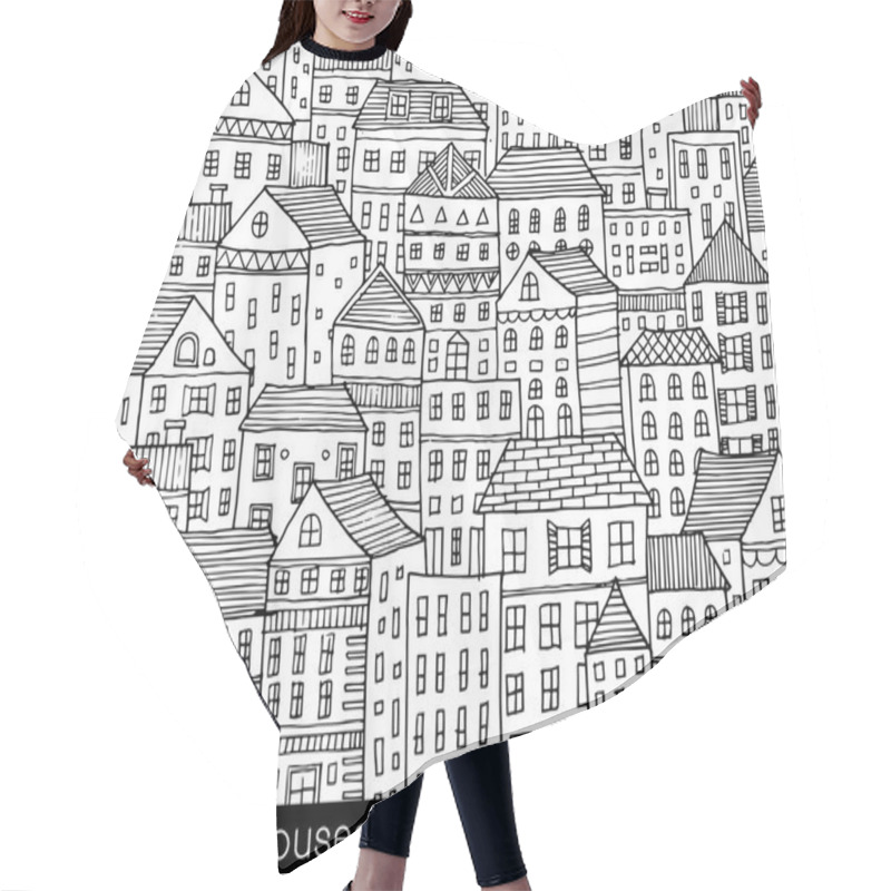 Personality  Houses In The City Sketch Doodle Style Hair Cutting Cape