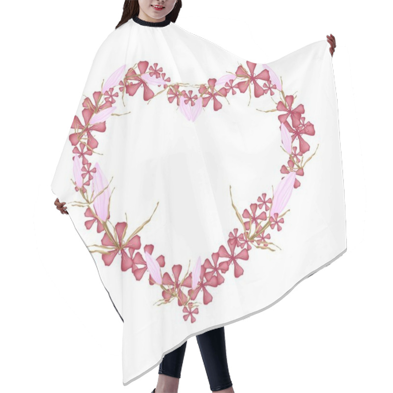 Personality  Geranium And Equiphyllum Flowers In Heart Shape Hair Cutting Cape