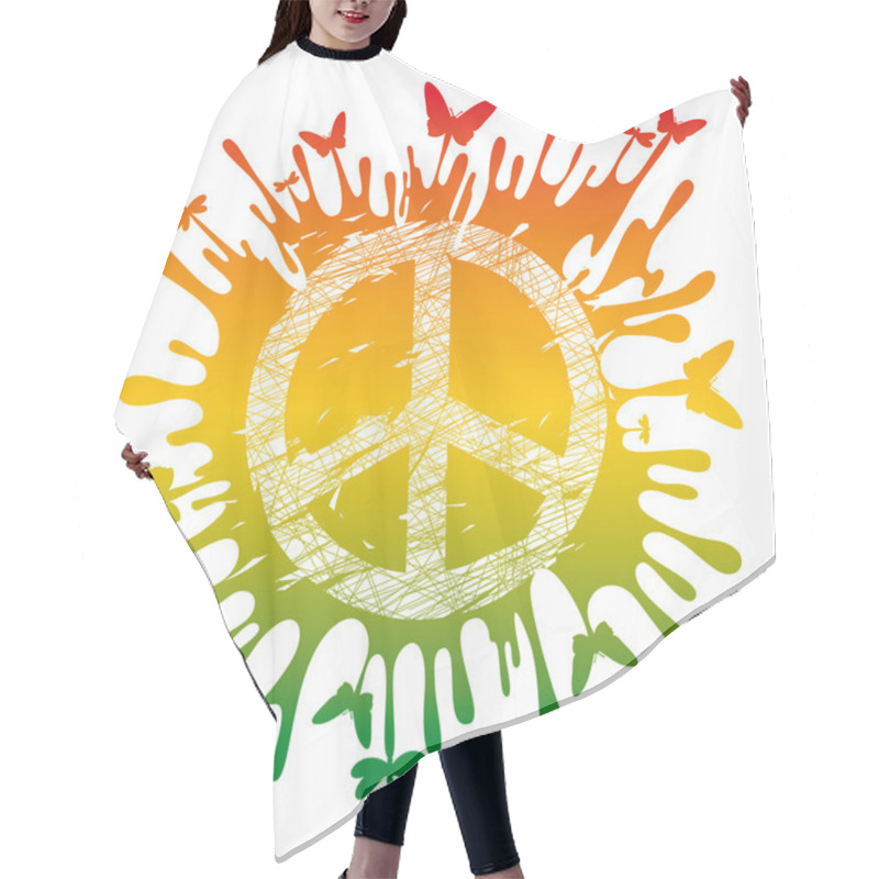 Personality  Hippie Peace Symbol Hair Cutting Cape