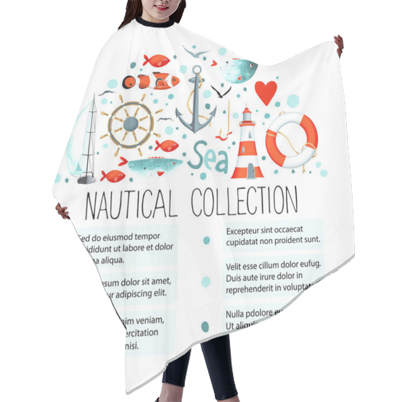 Personality  Collection Of Nautical Elements Hair Cutting Cape