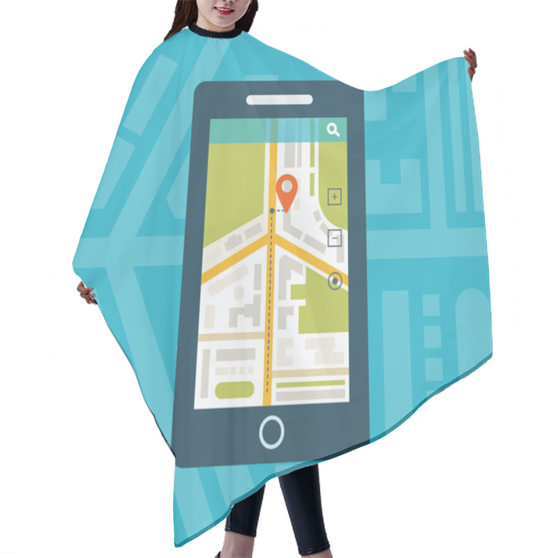 Personality  Gps Navigation On Mobile Phone With Map Hair Cutting Cape