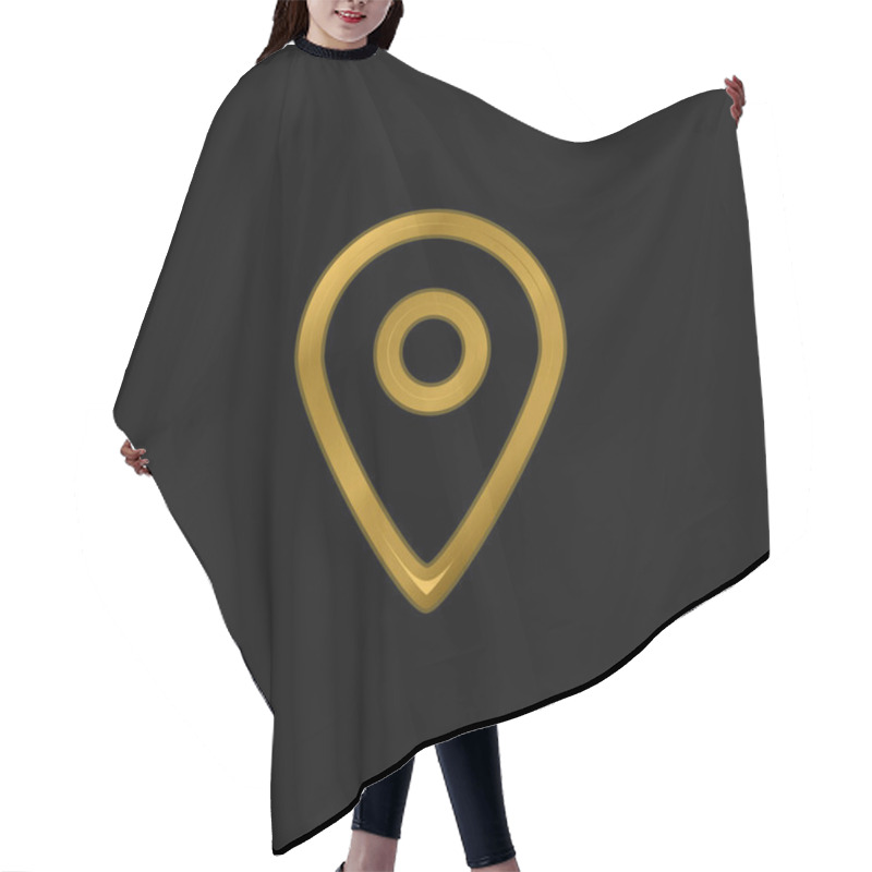 Personality  Big Map Placeholder Outlined Symbol Of Interface Gold Plated Metalic Icon Or Logo Vector Hair Cutting Cape