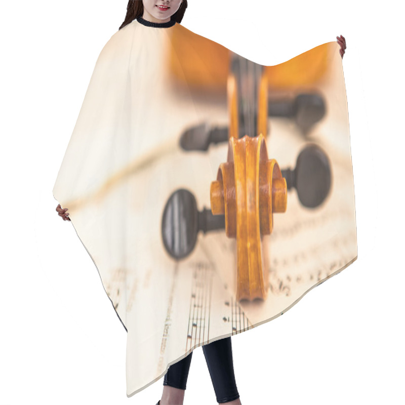 Personality  Old Violin Lying On The Sheet Of Music Hair Cutting Cape