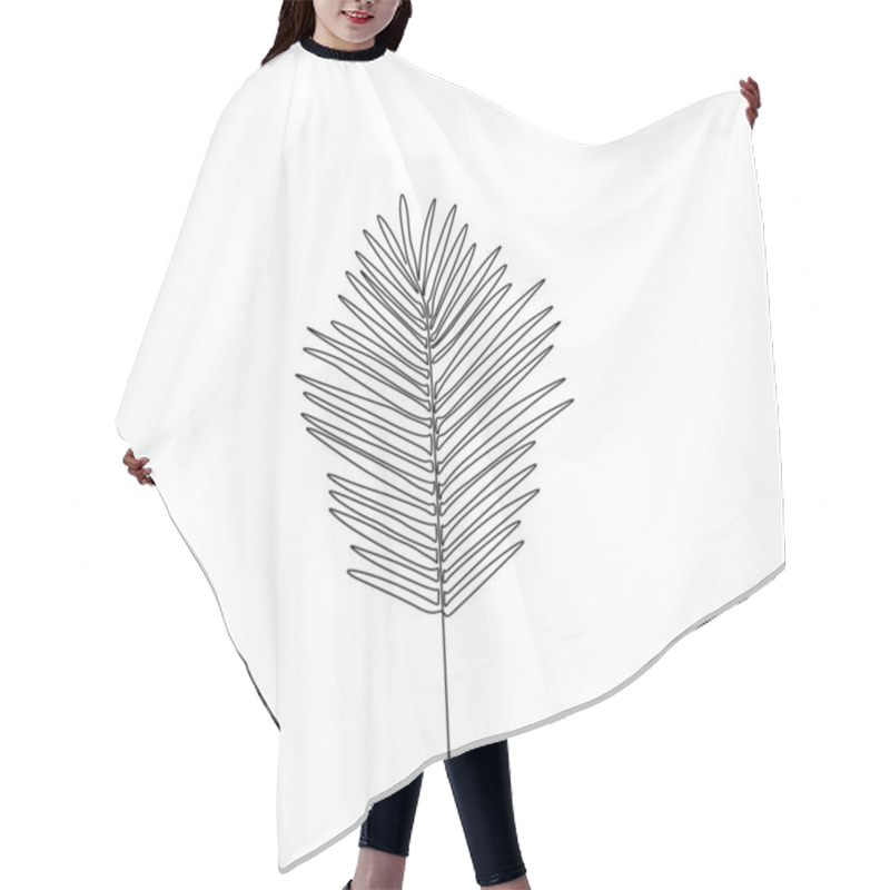 Personality  One Line Drawing Areca Palm Leaf. Continuous Line Exotic Tropical Plant. Hair Cutting Cape