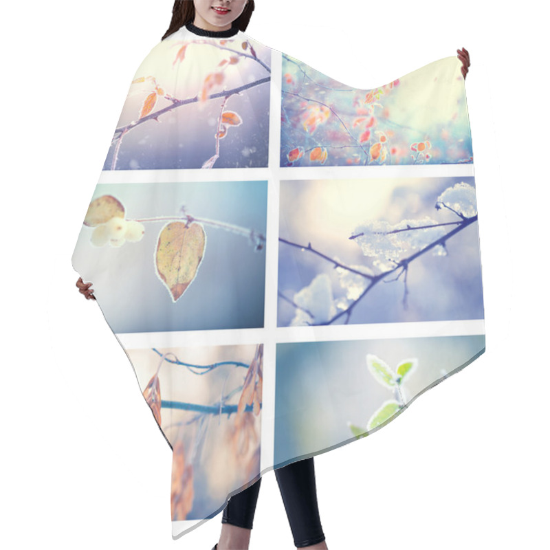 Personality  Collage Of Winter Floral Backgrounds Hair Cutting Cape