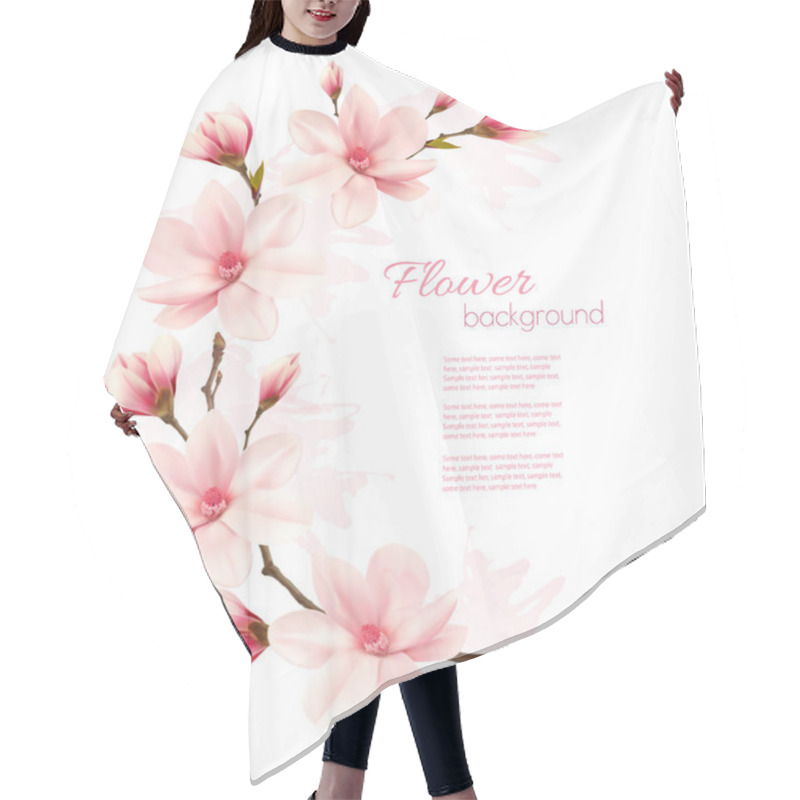 Personality  Spring Background With Blossom Brunch Of Pink Flowers. Vector Hair Cutting Cape