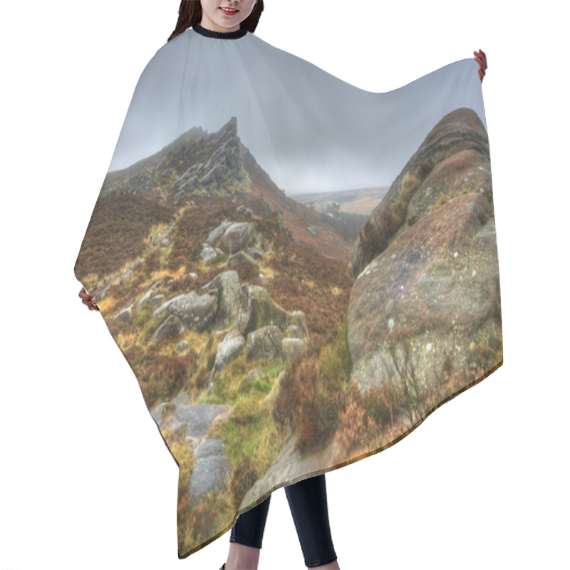 Personality  Ramshaw Rocks In Peak District National Park On Foggy Autumn Day Hair Cutting Cape