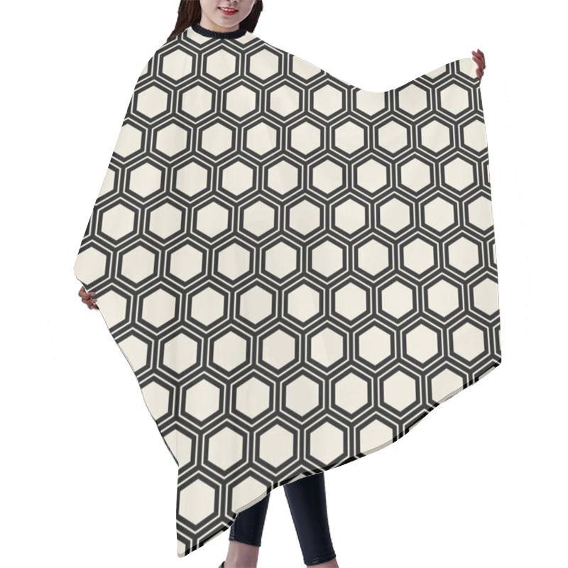 Personality  Seamless Black Hexagon Pattern. Hair Cutting Cape