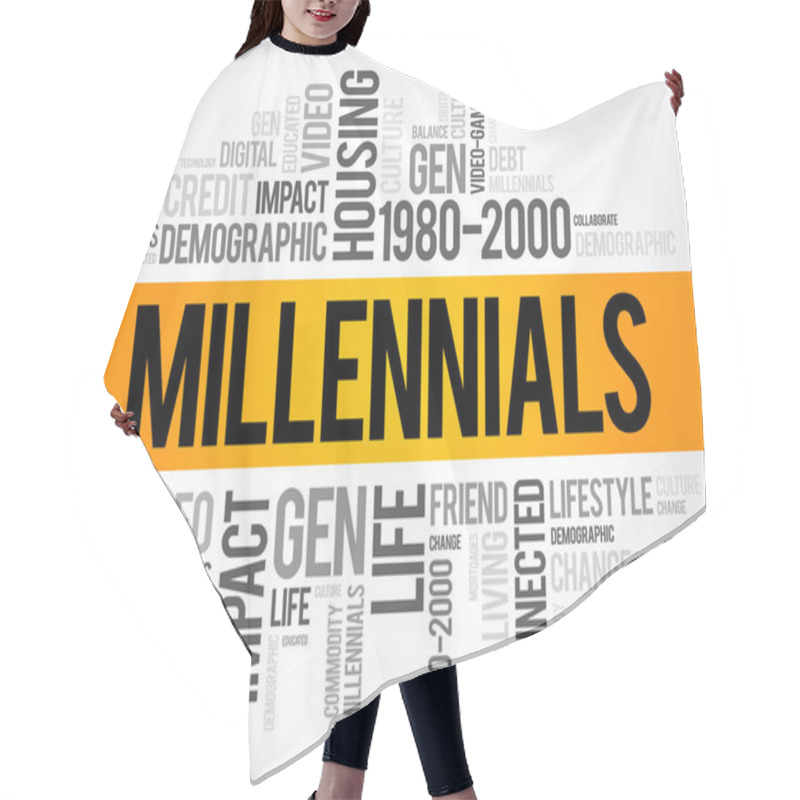 Personality  Millennials Word Cloud Collage Hair Cutting Cape