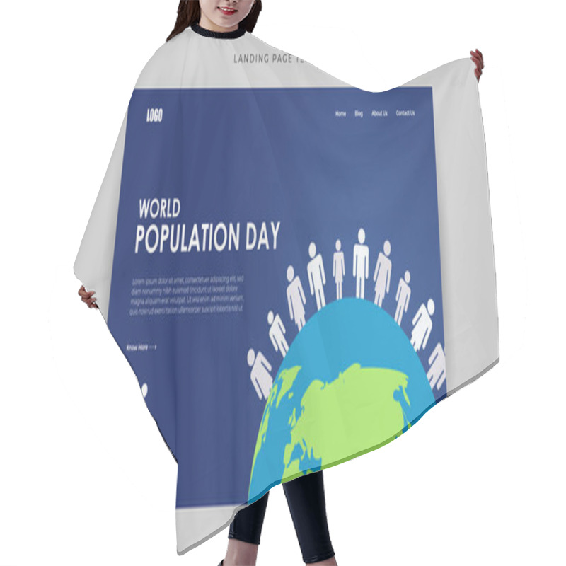 Personality  Vector Illustration Of World Population Day Website Landing Page Banner Mockup Template Hair Cutting Cape