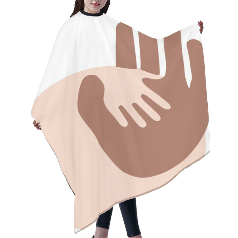 Personality  Illustration Of Abstract Adult And Child Hands On White, Children Protection Day Concept Hair Cutting Cape