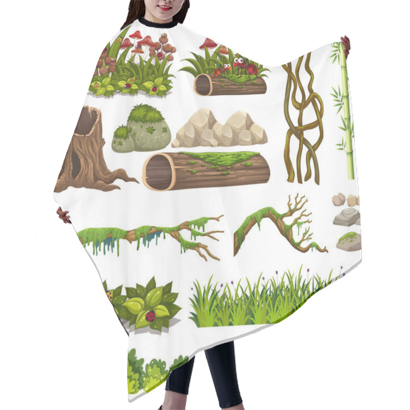 Personality  A Set Of Nature Elements Illustration Hair Cutting Cape