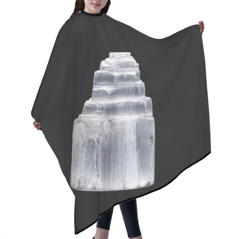 Personality  Macro Mineral Stone Selenite Gypsum On A Black Background Close Up Hair Cutting Cape