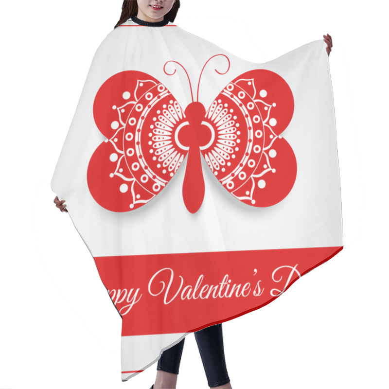 Personality  Vector Greeting Card With Butterfly For Valentine's Day. Hair Cutting Cape