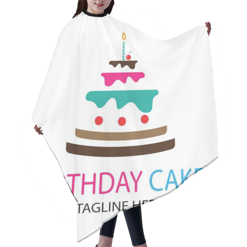 Personality  Birthday Cake Logo Design Template Hair Cutting Cape