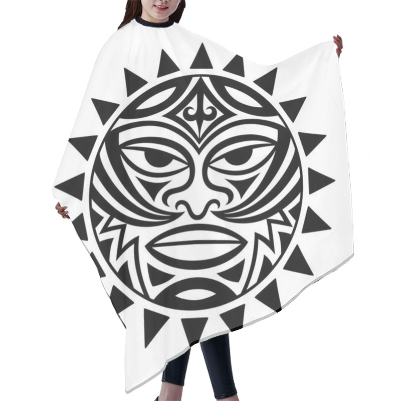 Personality  Ethnic Symbol-mask Of The Maori People - Tiki. Thunder-like Tiki Is Symbol Of God. Sacral Tribal Sign In The Polenesian Style For Application Of Tattoos And Moko. Hair Cutting Cape