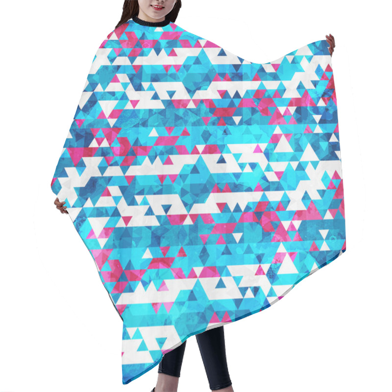 Personality  Blue Triangle Seamless Pattern With Grunge Effect Hair Cutting Cape